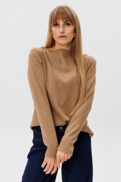 Демисезонный бежевый лонгслив из трикотажа свободного кроя FAMA 24063 бежевый - фото 3