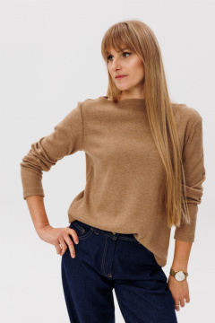 Демисезонный бежевый лонгслив из трикотажа свободного кроя FAMA 24063 бежевый - фото 2