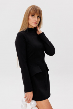 Платье приталенное с пышной юбкой и длинным рукавом FAMA 24073-1 чёрный - фото 3