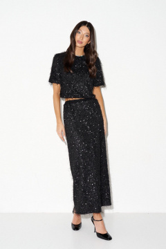 Юбка прямого кроя из ворсистого полотна с разрезом ANNETE A1388 - фото 3