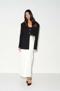 Круглогодичный черный комбинированный жакет с выточками ANNETE A5412 - фото 4