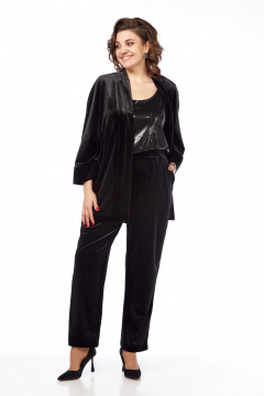 Черный костюм 2-ка из бархата с пайетками для наряда Диомант 2028 черный - фото 4