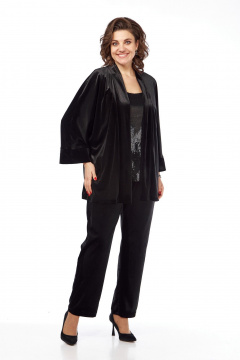 Черный костюм 2-ка из бархата с пайетками для наряда Диомант 2028 черный - фото 3