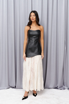 Платье из эко-кожи и кружева с корсетным верхом и кружевной юбкой ANNETE A3600 - фото 4