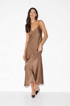 Платье на бретелях из сатиновой ткани с вытачками и фигурным лифом ANNETE A3608/1 - фото 2