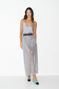 Платье на бретелях из сатиновой ткани с V-образным вырезом ANNETE A3618 - фото 1