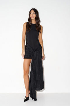 Платье мини с бантом из тафты и двухслойной верхней частью ANNETE A3625 - фото 1