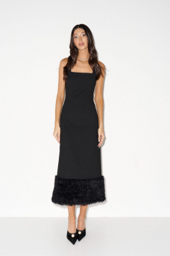 Платье миди из ткани с глубоким декольте и разрезом задней штанины ANNETE A3628 - фото 4