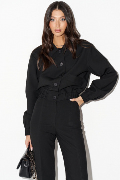 Круглогодичный черный укороченный жакет с резинкой ANNETE A5401 - фото 2