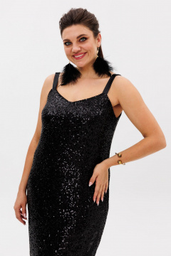 Черное платье из пайеток с разрезом и регулируемыми бретелями Anelli 1507 лимузин - фото 2
