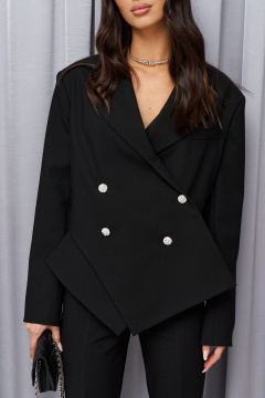 Круглогодичный черный жакет с фигурной застёжкой ANNETE A5398 - фото 4