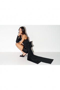 Платье свободного кроя с полуоткрытыми плечами из хлопка ANNETE A3616 - фото 5