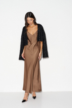 Кардиган из черного ворсистого полотна с пайетками ANNETE A2059 - фото 3