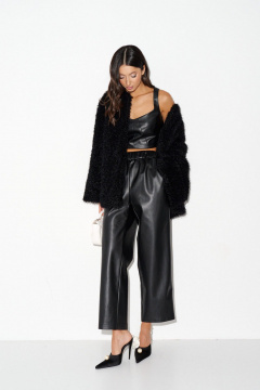 Укороченный топ из эко-кожи с двойной отстрочкой ANNETE A2045 - фото 4