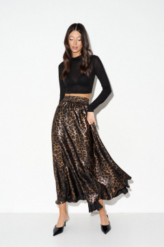 Юбка свободного кроя с леопардовым принтом и сборками ANNETE A1375 - фото 5