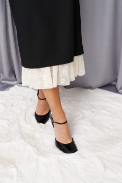 Юбка с воланом из черного полотна и пайетками ANNETE A1391 - фото 4