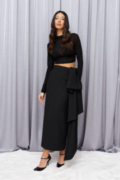 Классическая юбка миди с бантом из косюмной ткани ANNETE A1397 - фото 1