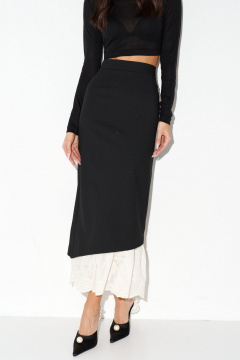 Юбка прямая с разрезом и вышивкой из основной ткани ANNETE A1404 - фото 4