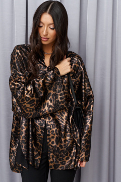 Рубашка прямого кроя с леопардовым принтом и карманами ANNETE A2030 - фото 2