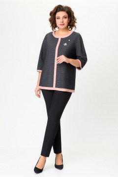 Туника из трикотажа длиной 70 см в сером цвете DaLi 4501 крупная_полоска - фото 3