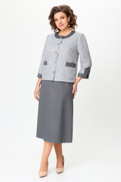 Жакет и юбка демисезонный на каждый день из текстиля DaLi 7002.2 серый - фото 1