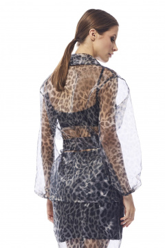 Юбка прямого силуэта из органзы с разрезом DAVA 4206 серый - фото 2