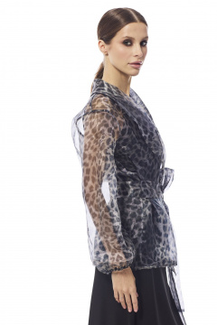 Юбка прямого силуэта из органзы с разрезом DAVA 4206 серый - фото 4