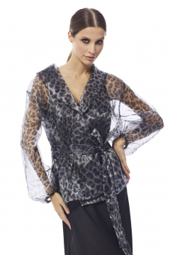 Юбка прямого силуэта из органзы с разрезом DAVA 4206 серый - фото 1