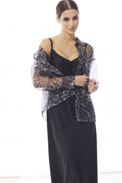 Блуза из органзы с воротником рубашечным для нарядных образов DAVA 4205 серый - фото 3