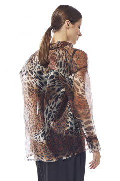 Блуза женская из органзы с воротником рубашечным DAVA 4205 коричневый - фото 2