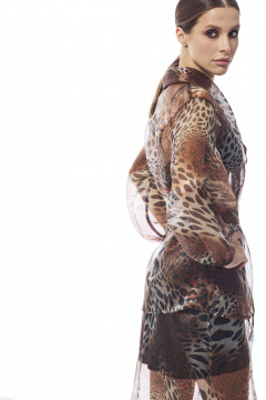 Комплект женский блуза приталенного силуэта и юбка с разрезом DAVA 2224 коричневый - фото 5