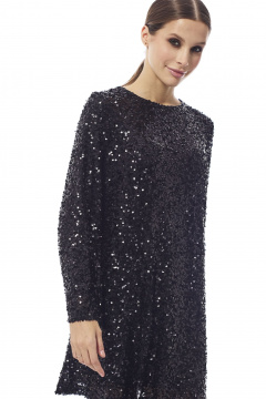 Круглогодичное нарядное платье из пайеток и текстиля DAVA 1211 черный - фото 5