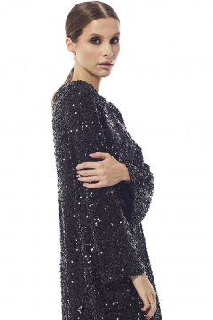 Круглогодичное нарядное платье из пайеток и текстиля DAVA 1211 черный - фото 4
