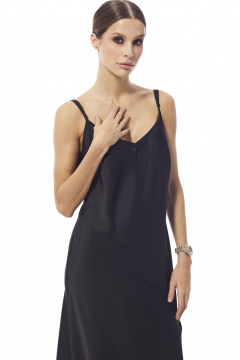 Элегантное платье из искусственного шелка с регулятором бретелей DAVA 1212 черный - фото 4