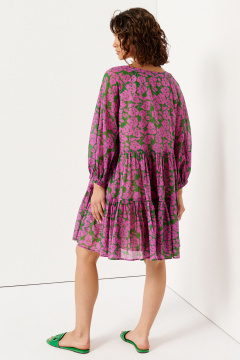 Летнее хлопковое платье с V-образным вырезом Панда 145380w розово-зеленый - фото 3