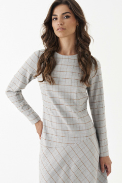 Демисезонное платье в клетку с нагрудными вытачками Панда 191580w серый - фото 3