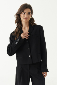 Демисезонный черный жакет из смесовой ткани Панда 192530w черный - фото 1