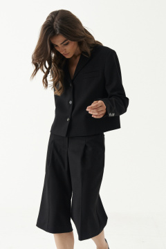 Демисезонный черный жакет из смесовой ткани Панда 192530w черный - фото 2