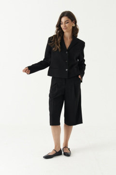 Демисезонный черный жакет из смесовой ткани Панда 192530w черный - фото 3