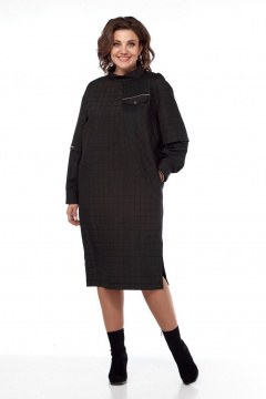 Платье стеганое из вискозы с молнией и воротником-стойкой Милора-стиль 1299 черный - фото 1