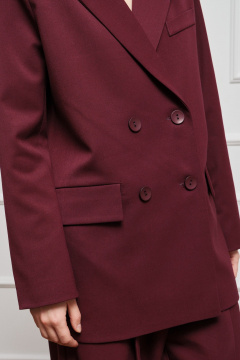 Жакет двубортный свободный с карманами на клапанах Skipper Design 306 бордо - фото 4