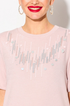 Платье нарядное из пайеток и трикотажа с аппликацией Laikony L-162 пудровый - фото 2