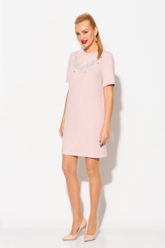 Платье нарядное из пайеток и трикотажа с аппликацией Laikony L-162 пудровый - фото 1