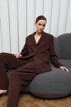 Брюки прямые со стрелками и поясом на резинке Skipper Design 617N шоколадный - фото 3