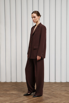 Брюки прямые со стрелками и поясом на резинке Skipper Design 617N шоколадный - фото 2