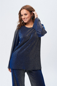 Костюм блуза и брюки из люрексовой ткани Liona Style 919 синий - фото 3