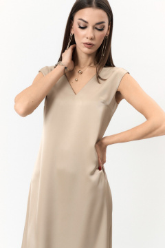 Бежевое платье с длиной по спинке 124 см на вечерние мероприятия ANIDEN 710-1 бежевый - фото 4