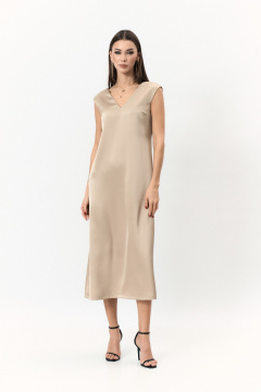 Бежевое платье с длиной по спинке 124 см на вечерние мероприятия ANIDEN 710-1 бежевый - фото 2