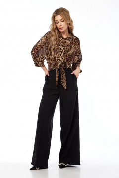 Свободная блуза из текстиля с бантовой застежкой Lady Line 1579 - фото 5