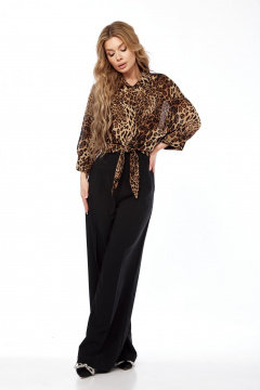 Свободная блуза из текстиля с бантовой застежкой Lady Line 1579 - фото 2